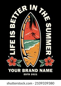 surf board with beach inside. For t-shirts, stickers and other similar products.