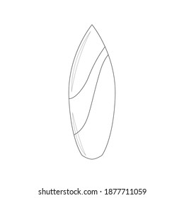 Surf Board Beach Outline Vector Illustration