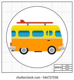 Surf Board Bus Icon