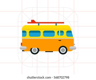 Surf Board Bus Icon