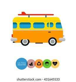 Surf Board Bus Vector Icon