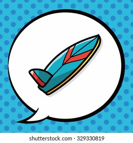 surf board color doodle, speech bubble