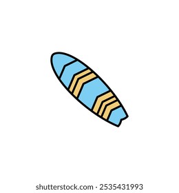 Surf board colored vector icon on white background