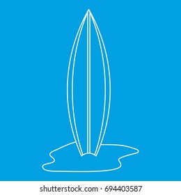 Surf board icon blue outline style isolated vector illustration. Thin line sign