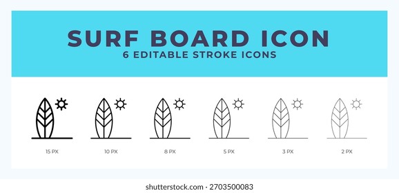 Surfbrett-Symbol mit anderem Strich. Vektorgrafik.