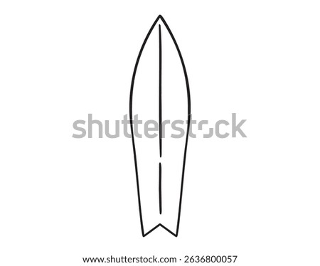 Surf board icon doodle hand drawn. Outline Surf board line drawing clipart symbol. Vector illustration
