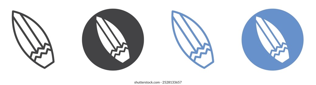 Surf board icon Flat art in black and white isolated