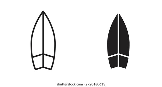 Icono de tabla de surf en diseño de línea. Sencillo Vector de iconos