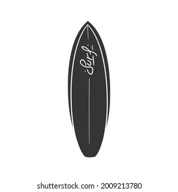 Surf Board Icon Silhouette Illustration. Water Sport Vector Graphic Pictogram Symbol Clip Art. Doodle Sketch Black Sign.