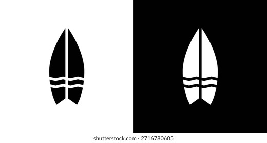 Ilustración vectorial de la silueta del icono de la tabla de surf estilo plano aislado