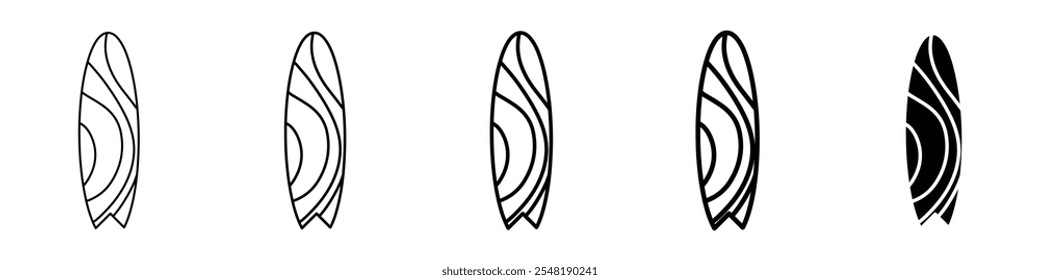 ícone da placa de surfe Conjunto simples de logotipos de linha fina