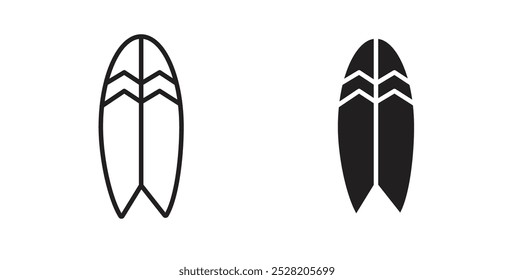 Surf board icon in solid and stroke style.