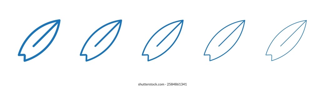 Surf board icon Symbol collection thin outline set