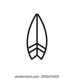 Surf board icon Thin line art isolated