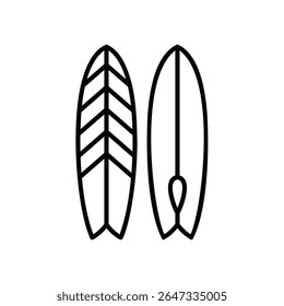Surf board icon for water sports in summer