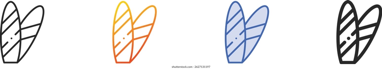 surf board icon.Thin Linear, Gradient, Blue Stroke and bold Style Design Isolated On White Background