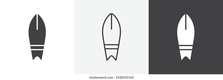 Surf board icon.Trendy modern flat linear vector illustration on white background.