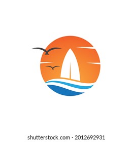 Surf board logo vector flat design