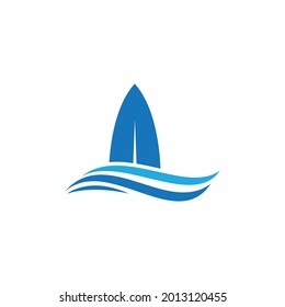 Surf board logo vector flat design