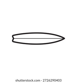 Ilustración plana de Vector de silueta de contorno de tabla de surf