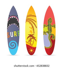 surf board set in various color illustration on white