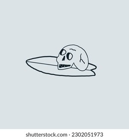 surf board with skull on the top,vector