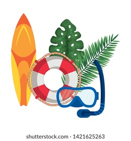 surf board sport with float lifeguard and snorkel