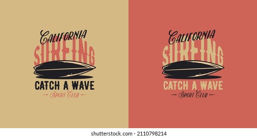 Surf board for surfing. Graphic surfboard of summer tropical hawaii for surf print of surfer