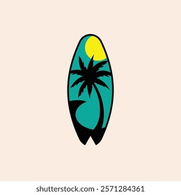 Surf Board wave design.surfing beach logo vintage vector illustration template icon design.