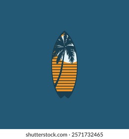 Surf Board wave design.surfing beach logo vintage vector illustration template icon design.