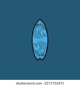 Surf Board wave design.surfing beach logo vintage vector illustration template icon design.