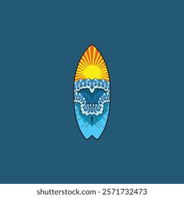 Surf Board wave design.surfing beach logo vintage vector illustration template icon design.