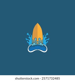 Surf Board wave design.surfing beach logo vintage vector illustration template icon design.