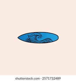 Surf Board wave design.surfing beach logo vintage vector illustration template icon design.