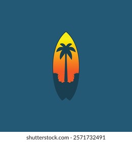 Surf Board wave design.surfing beach logo vintage vector illustration template icon design.