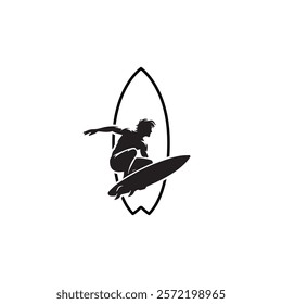 Surf Board wave design.surfing beach logo vintage vector illustration template icon design.