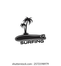 Surf Board wave design.surfing beach logo vintage vector illustration template icon design.