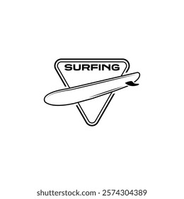 Surf Board wave design.surfing beach logo vintage vector illustration template icon design.