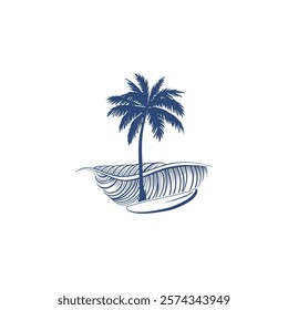 Surf Board wave design.surfing beach logo vintage vector illustration template icon design.