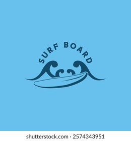 Surf Board wave design.surfing beach logo vintage vector illustration template icon design.