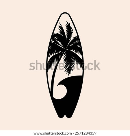 Surf Board wave design.surfing beach logo vintage vector illustration template icon design.