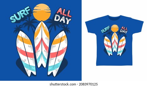 Surf Boards Cartoon Tshirt Designs