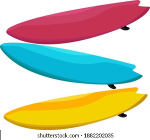 Surf boards, illustration, vector on white background