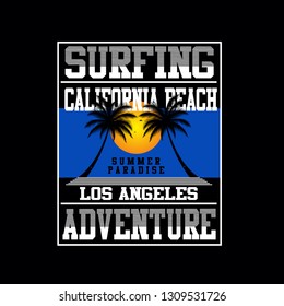 Diseño de la playa de Surf california ilustración vectorial para el pantalones t
