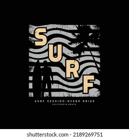 Surf california illustration typography. perfect for t shirt design