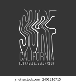 Surf California Los Angeles beach club typography distorted text graphic design