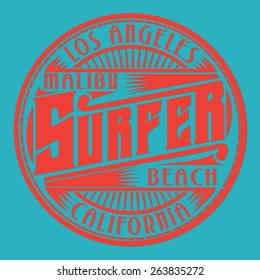 Surf California sport typography, t-shirt graphics, vectors