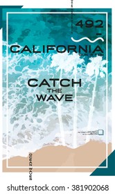 SURF / California / Stock Vector Illustration: T-Shirt Design / Print Design