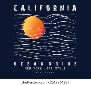 surf in California. surf typography slogan print, Creative quote typographical background . urban typography graffiti slogan print, Template for card, poster, banner, print for t-shirt.  t-shirt graph