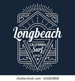 Surf California Typography, Tee Shirt Graphics, Vectors